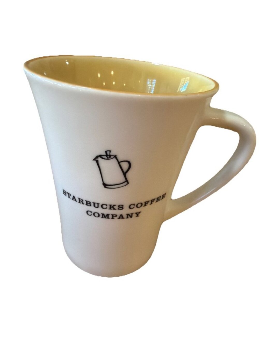 Starbucks Coffee Company 2006 Coffee Pot Percolator Mug White & Yellow 12oz